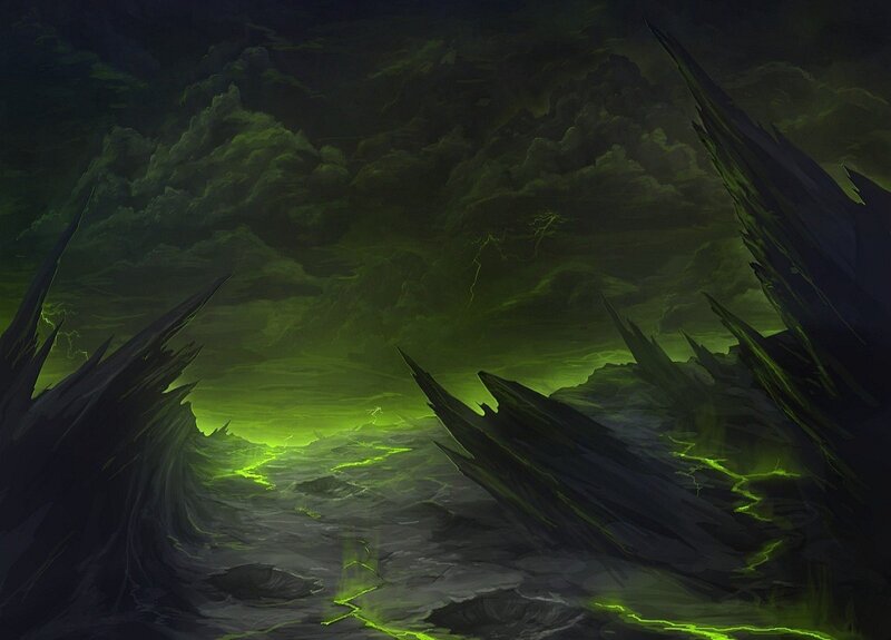 dark green alien landscape