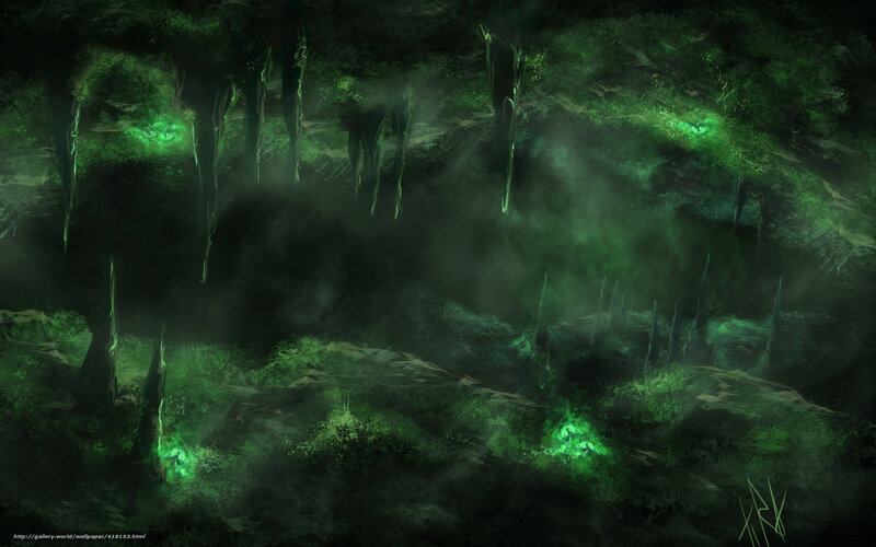 dark green cave forest