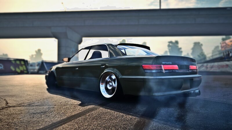 Dark Green Drift Car — Dramatic