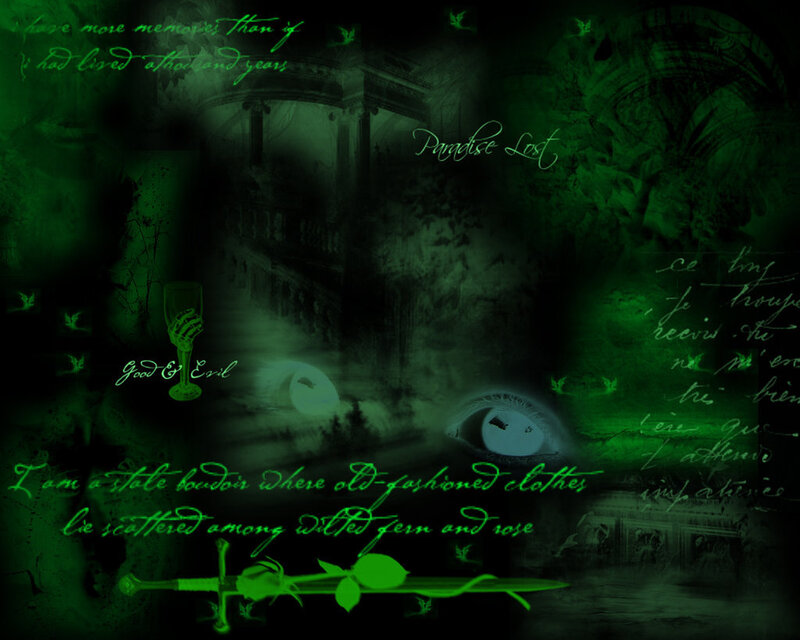 Dark green fantasy collage