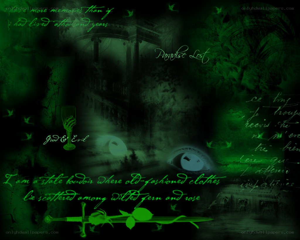 Dark green fantasy collage
