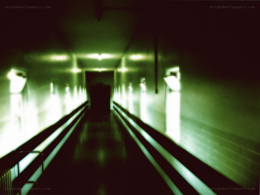 dark green hallway corridor