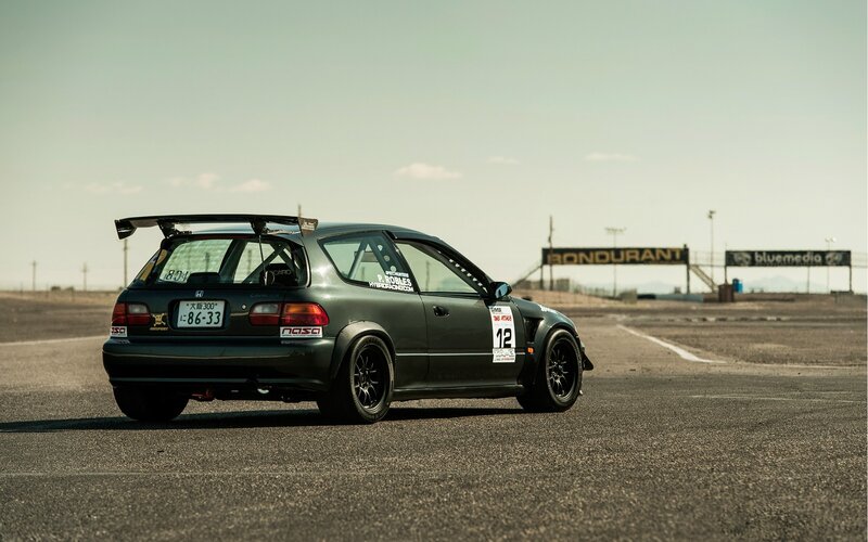 Dark Green Race Car — Gray, Dramatic, Afternoon