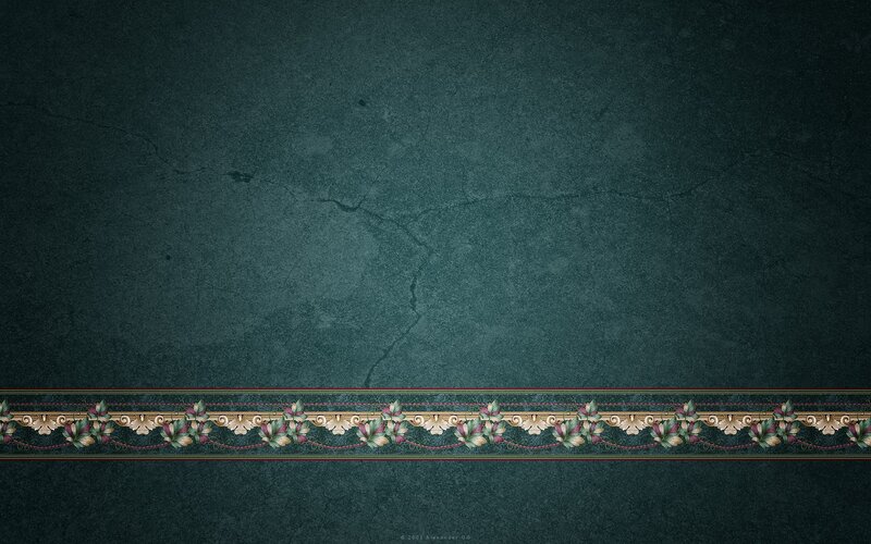 dark green wallpaper with floral border