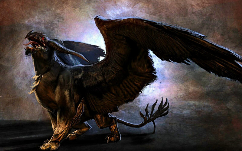 Dark Griffin Creature — Brown, Dramatic