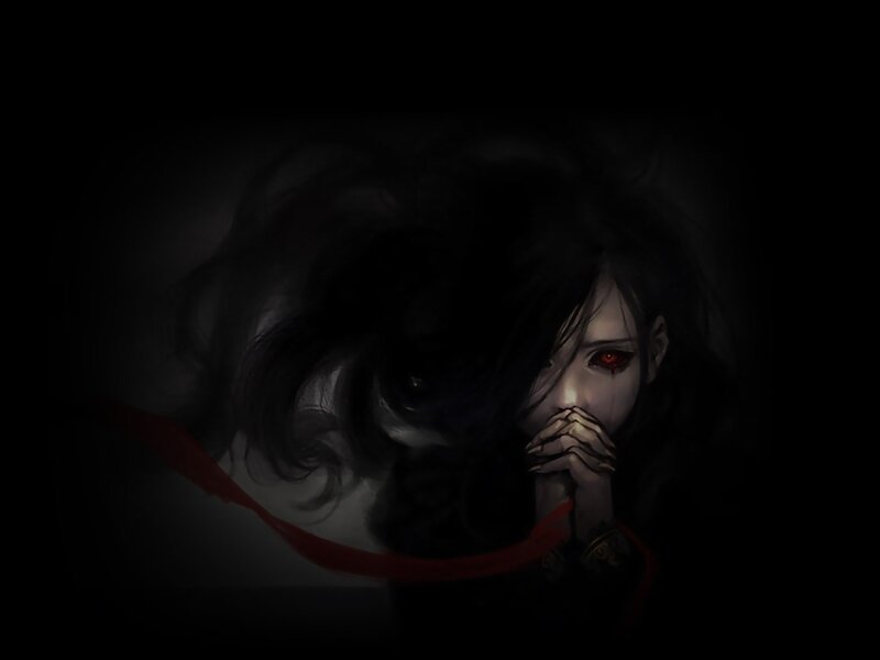 Dark-haired Figure with Red Eyes