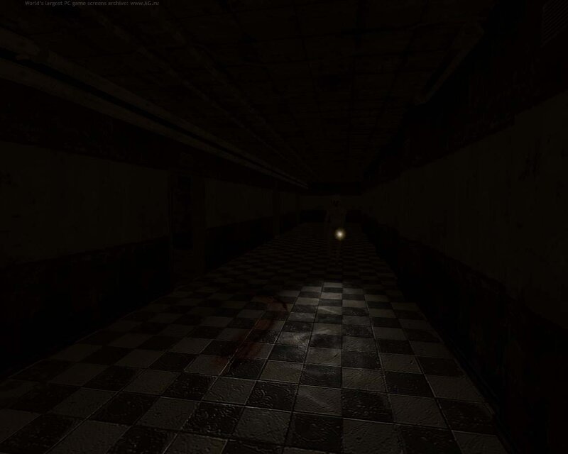 dark hallway with bloodstain