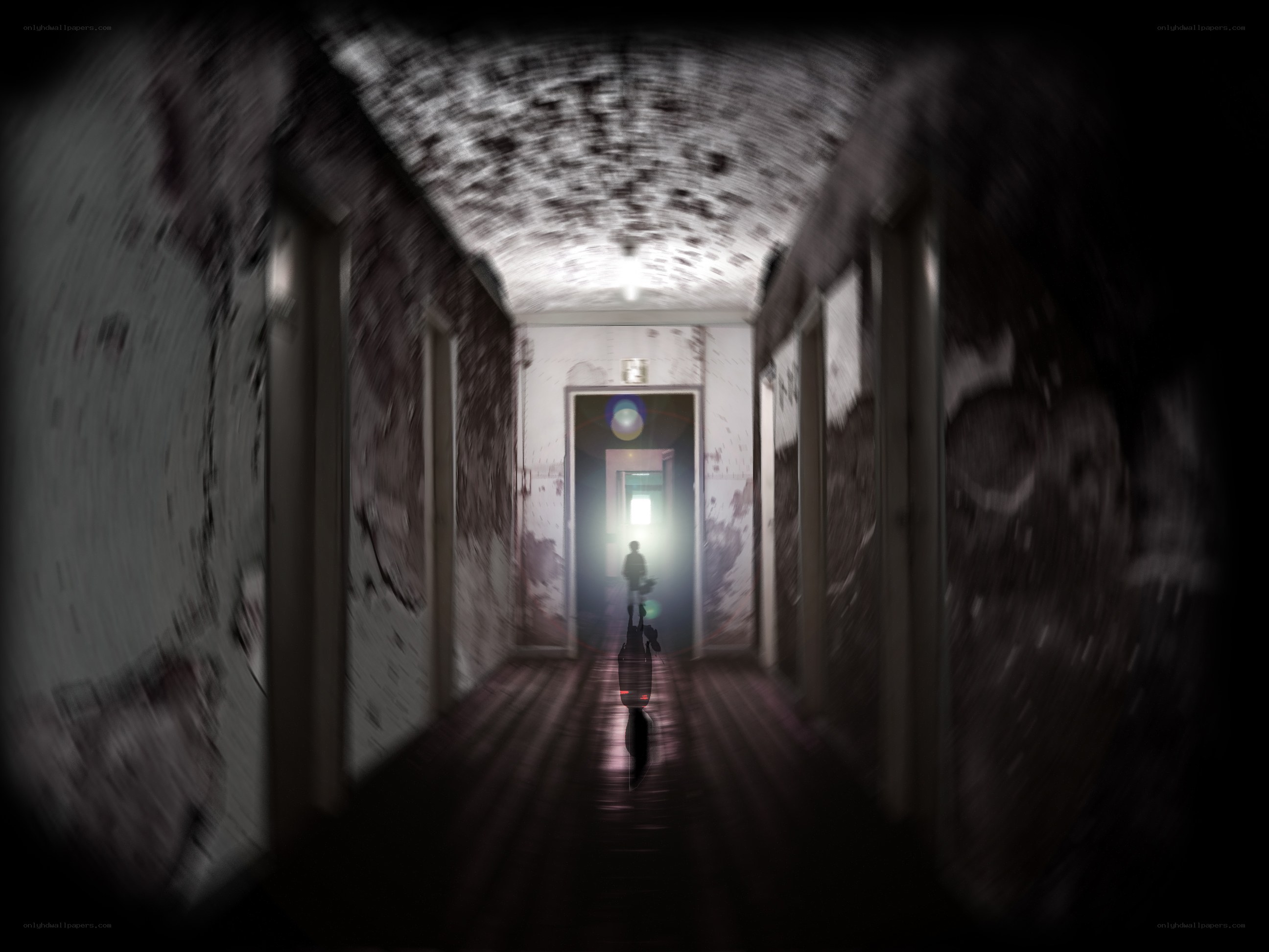 dark hallway with figure