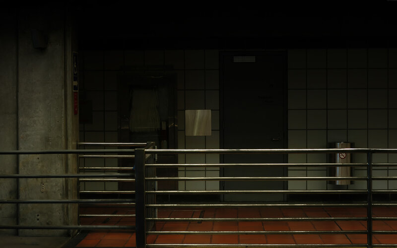 Dark Hallway with Railing