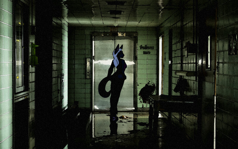 dark hallway with silhouette