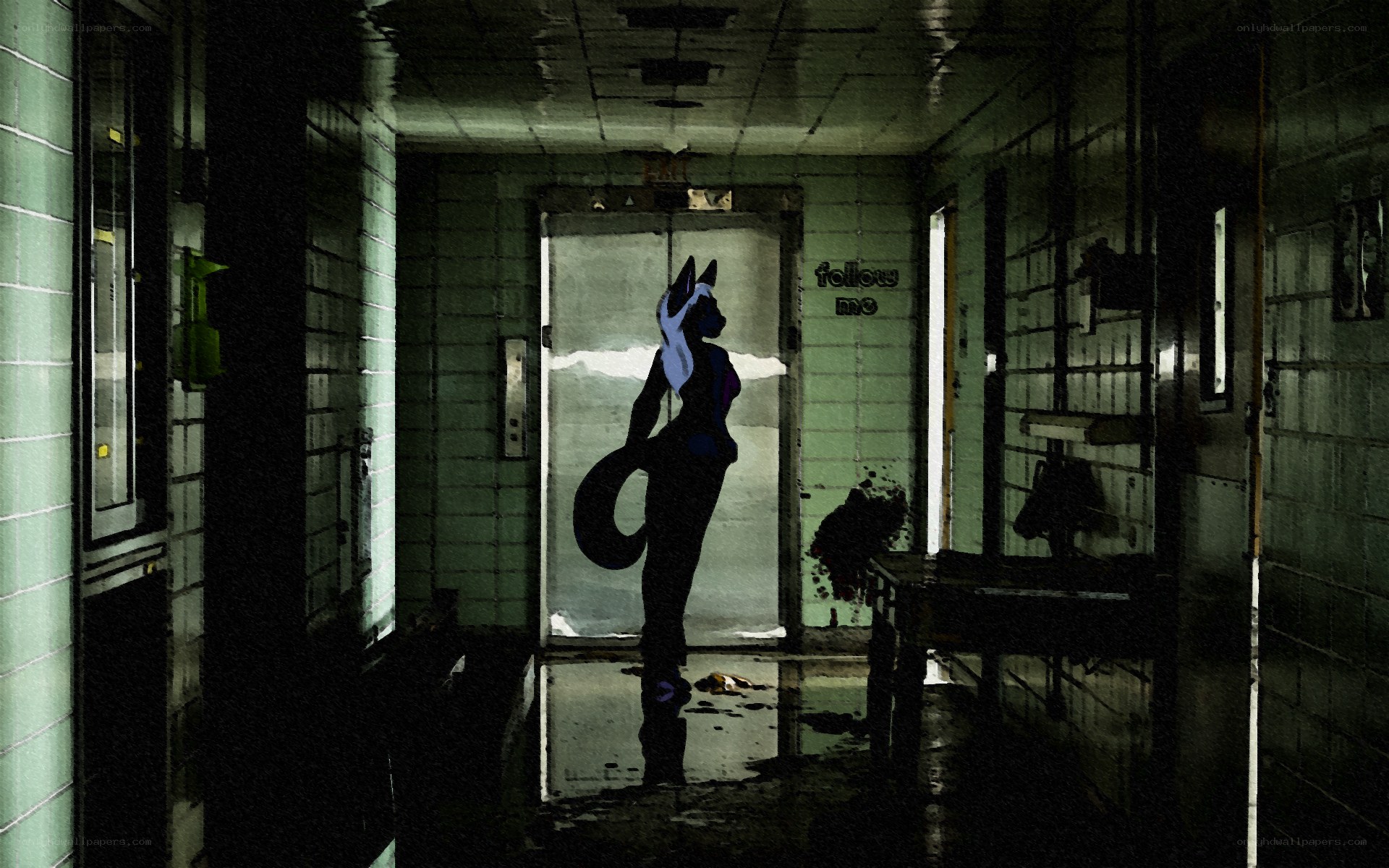 dark hallway with silhouette