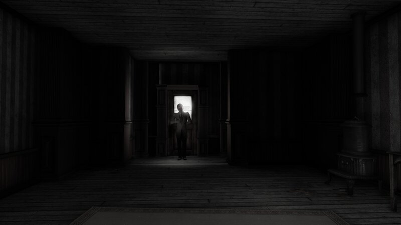 dark hallway with silhouetted figure