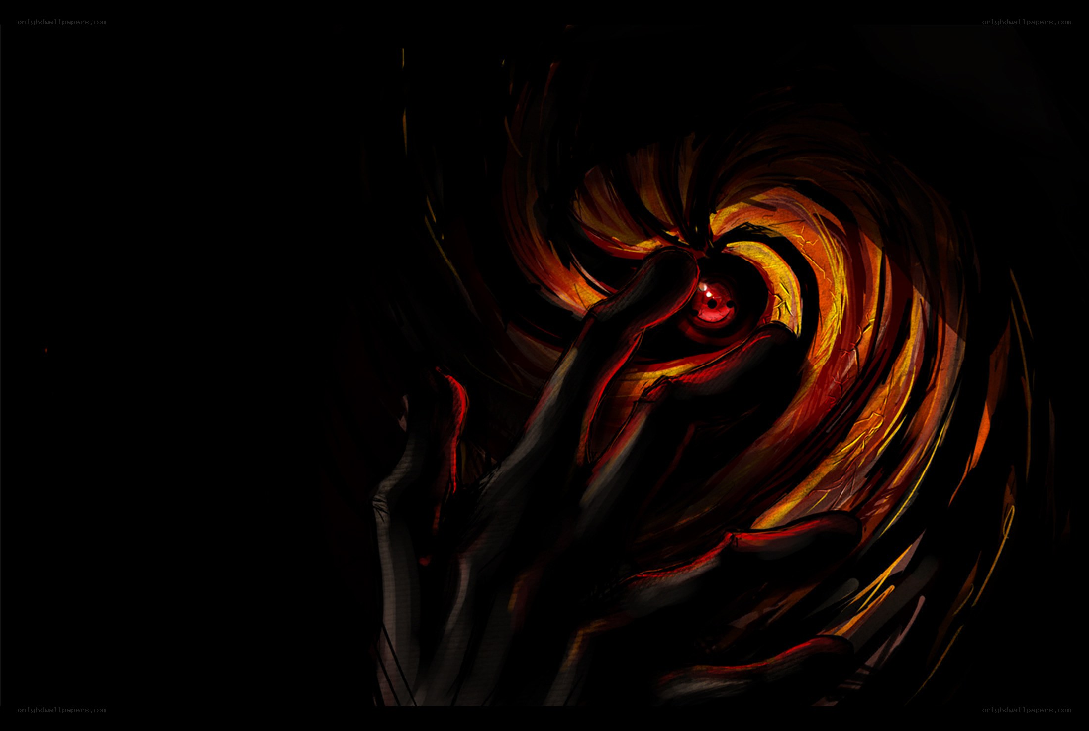 dark hand holding glowing eye