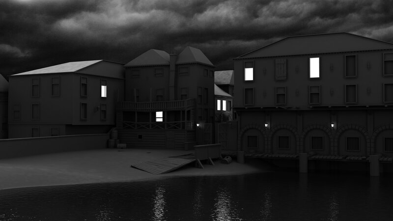 Dark Harbor at Night — Black