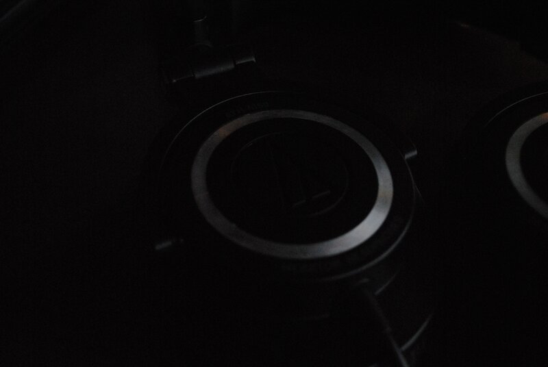 dark headphones close-up