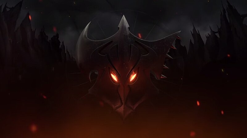 Dark Helmet with Glowing Eyes
