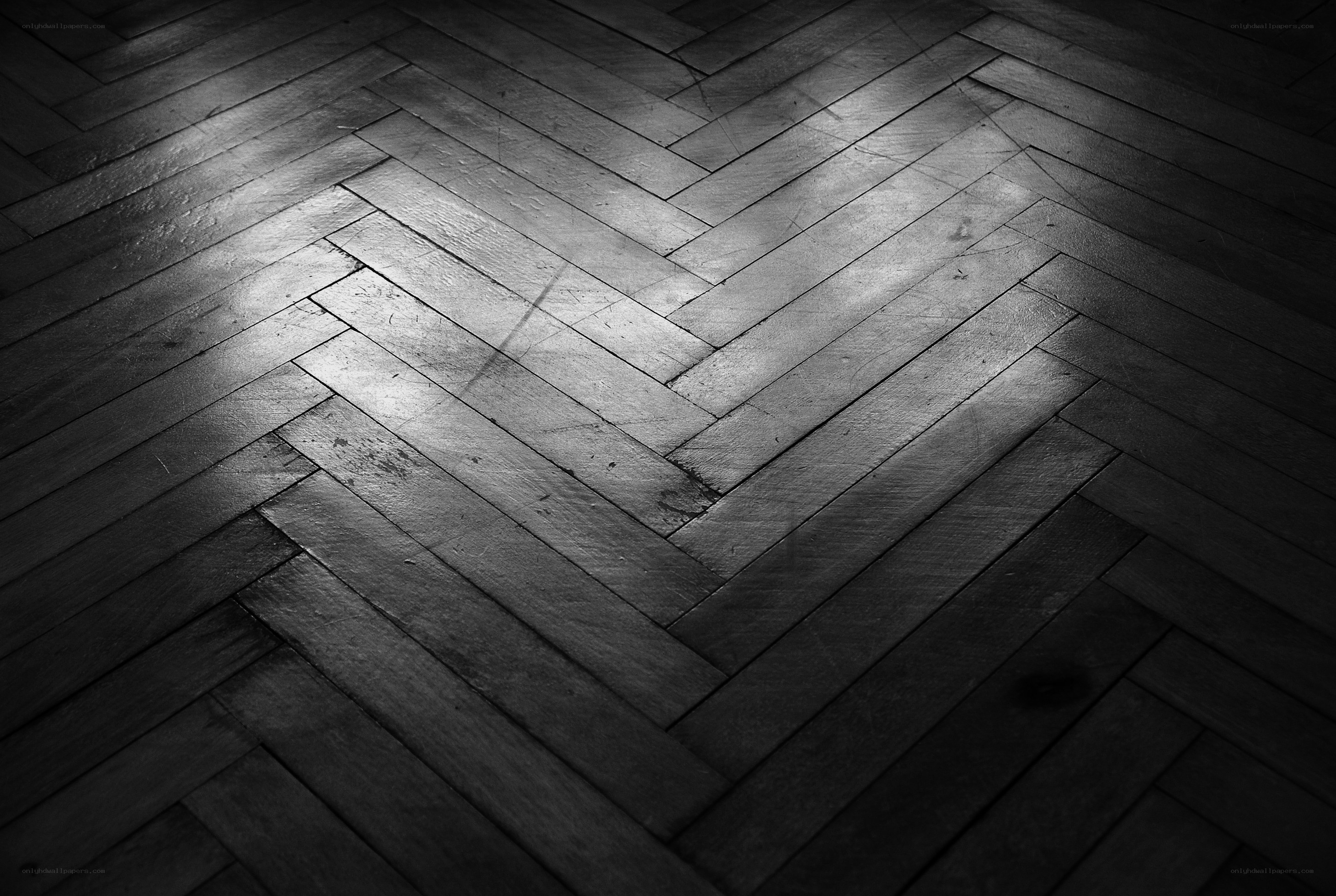 Dark herringbone wood floor
