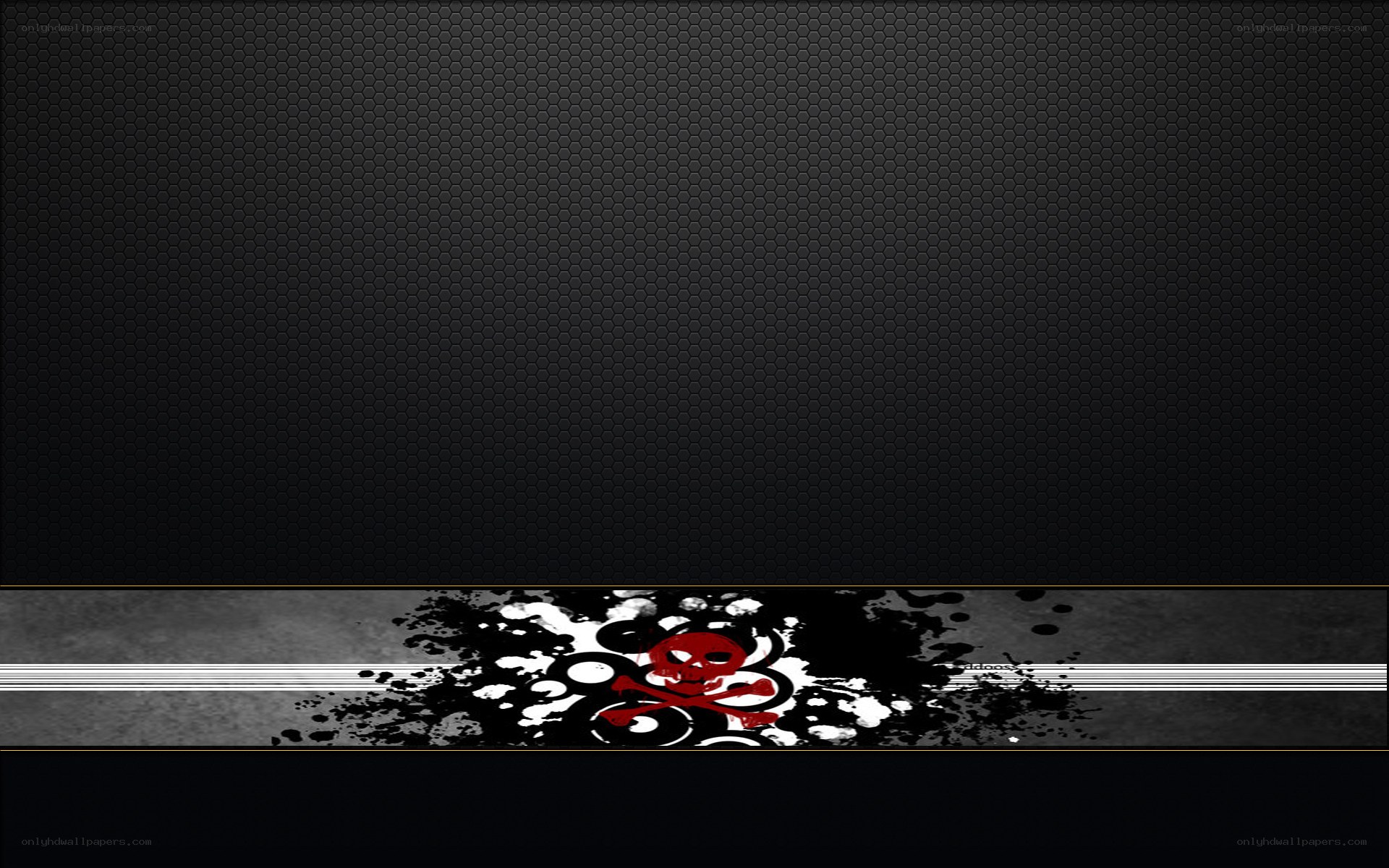 dark hexagonal background with skull