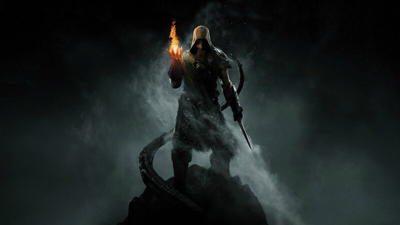 dark hooded warrior with fire