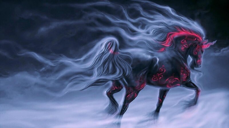 dark horse with glowing patterns