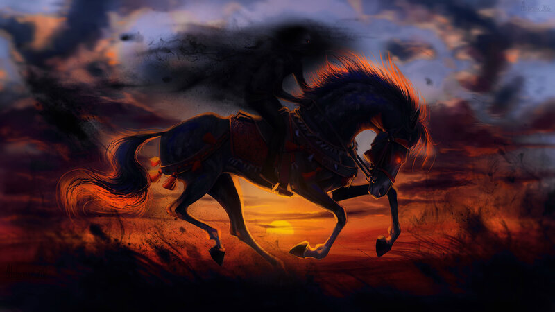 Dark Horse with Rider — Orange