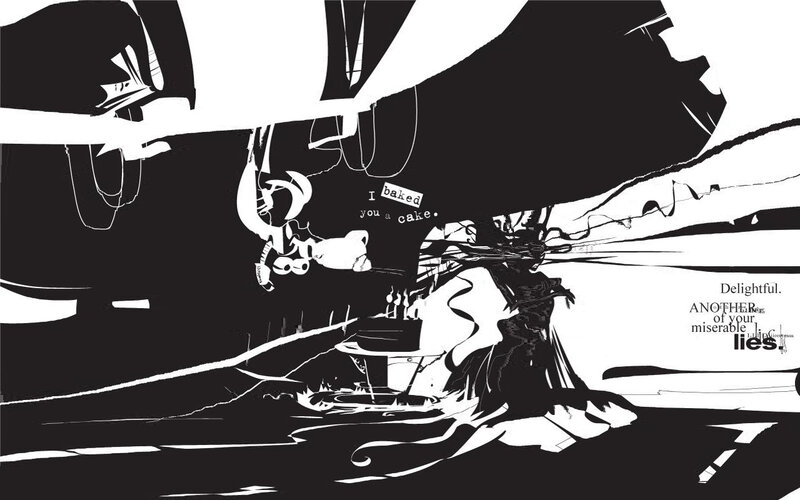 Dark illustration with cake