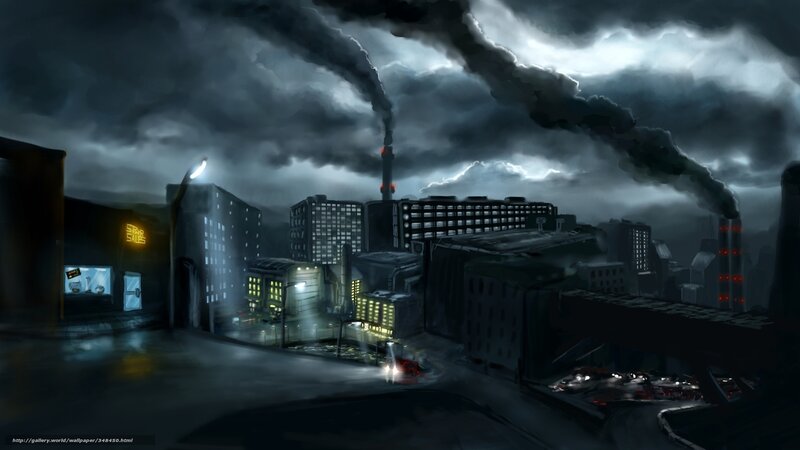 dark industrial cityscape