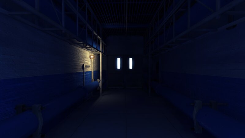 dark industrial corridor