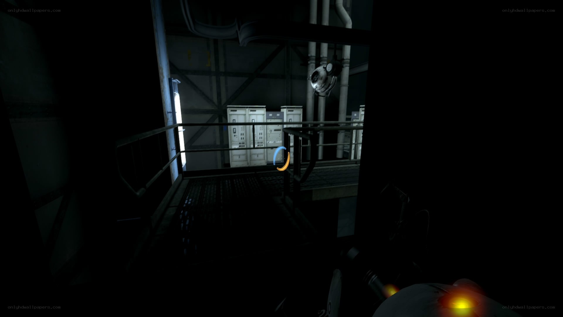 dark industrial corridor