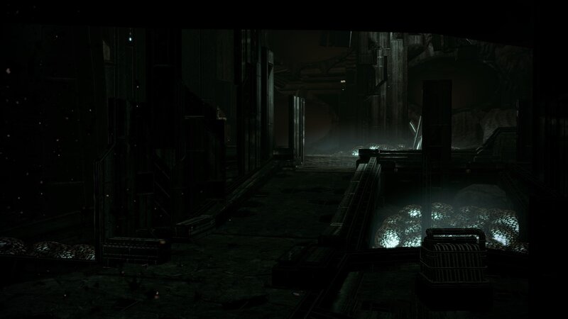 dark industrial corridor