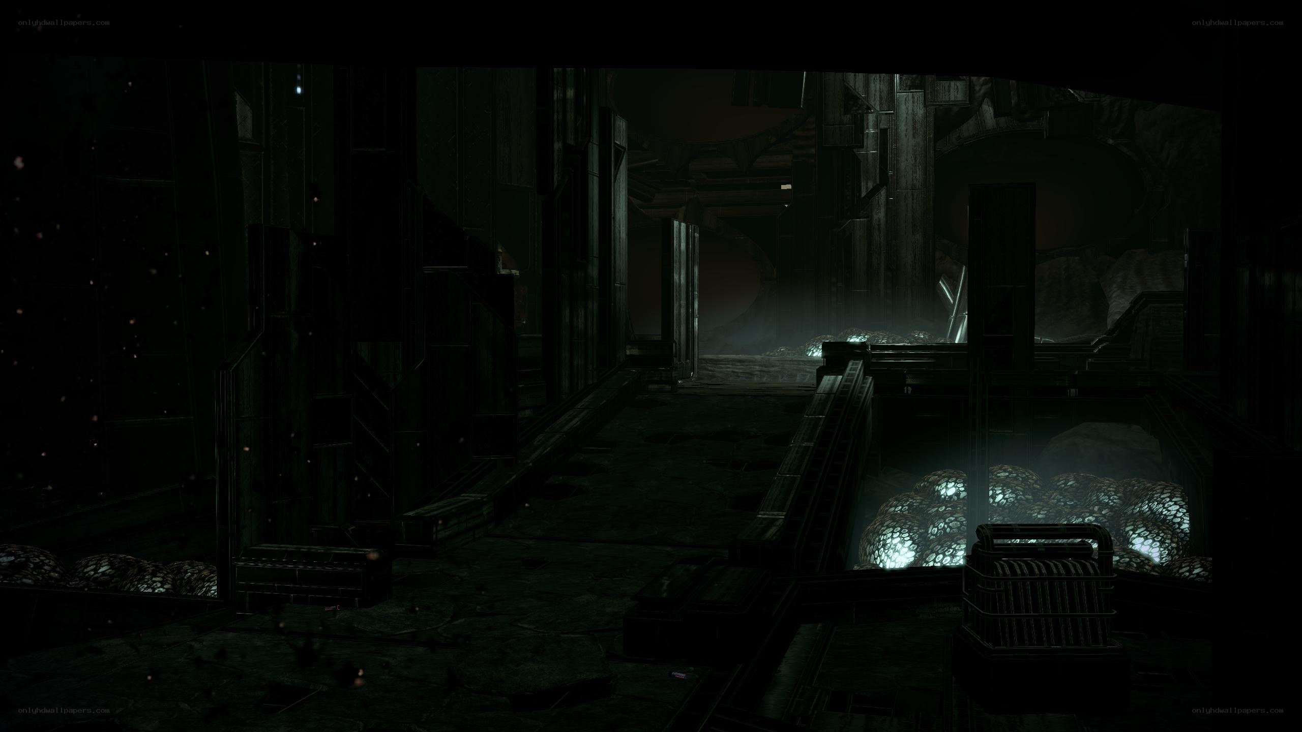 dark industrial corridor
