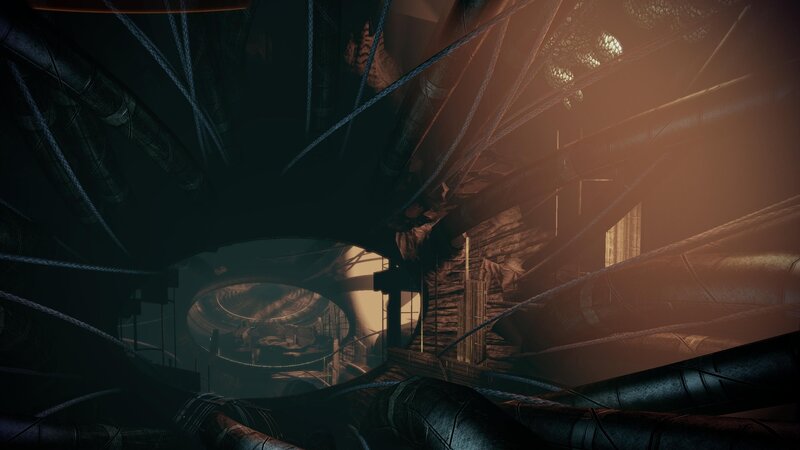 dark industrial corridor