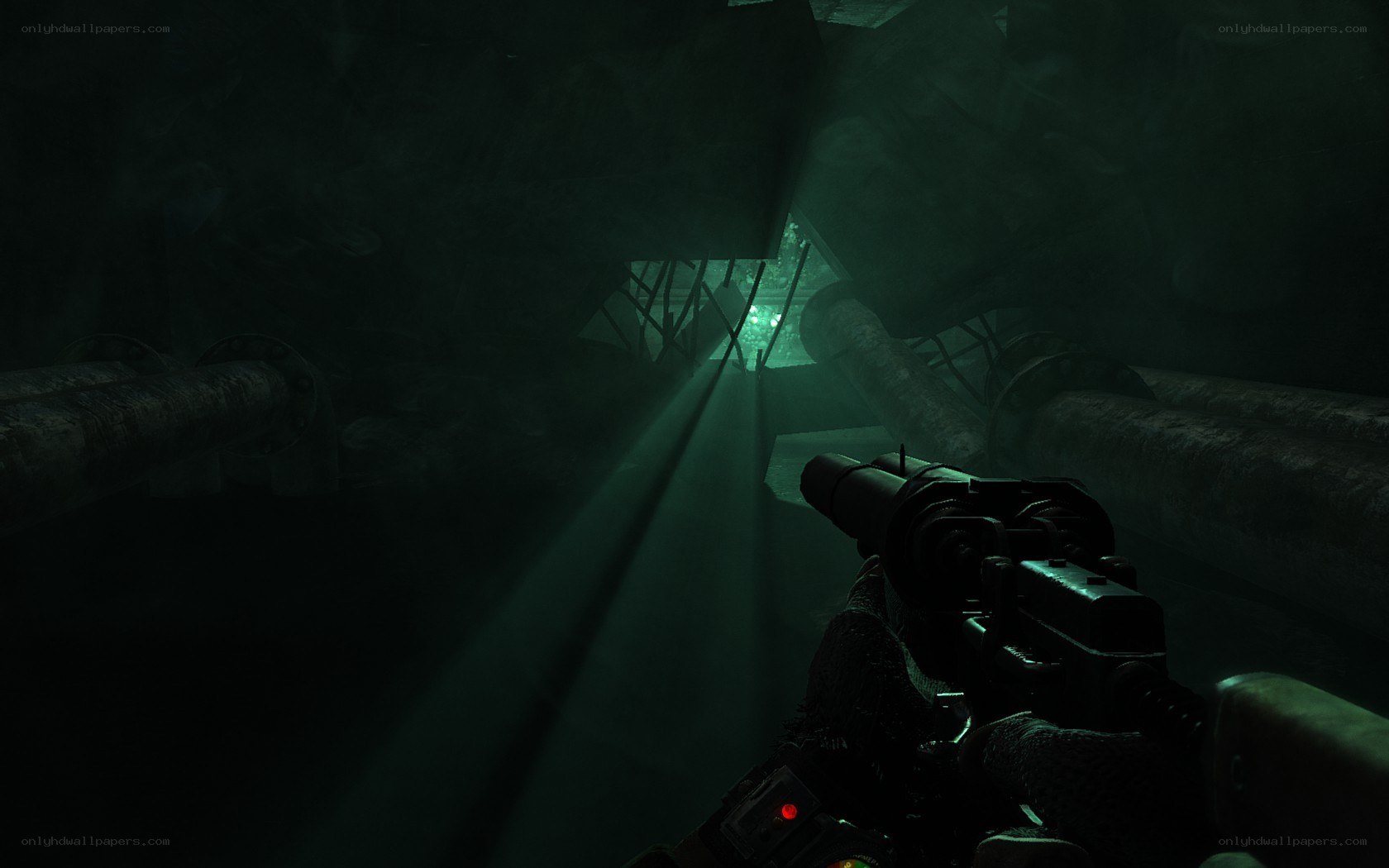 dark industrial corridor