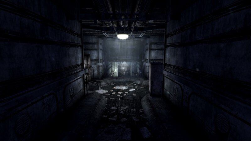 Dark Industrial Corridor — Black, Dramatic