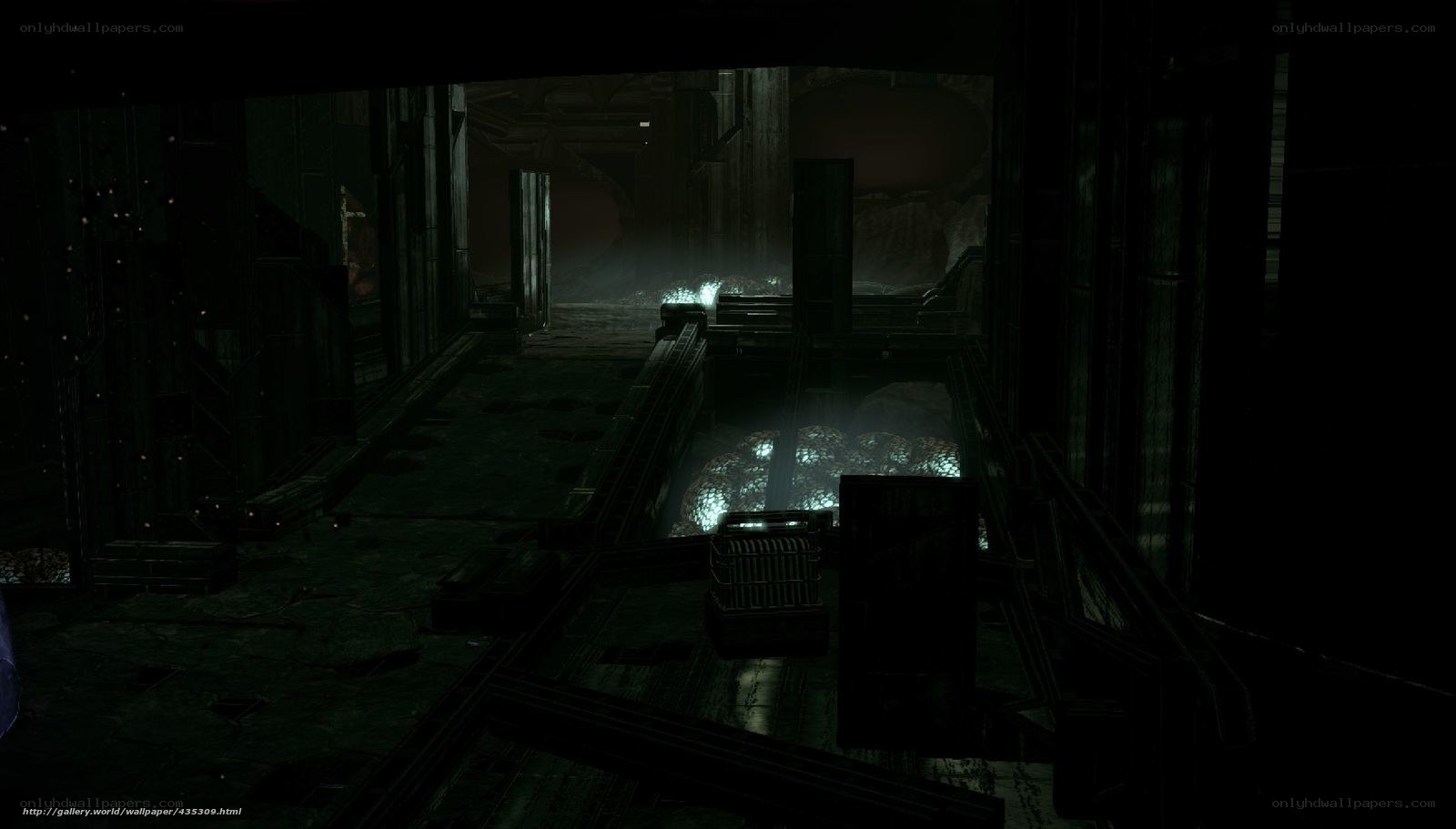 dark industrial corridor
