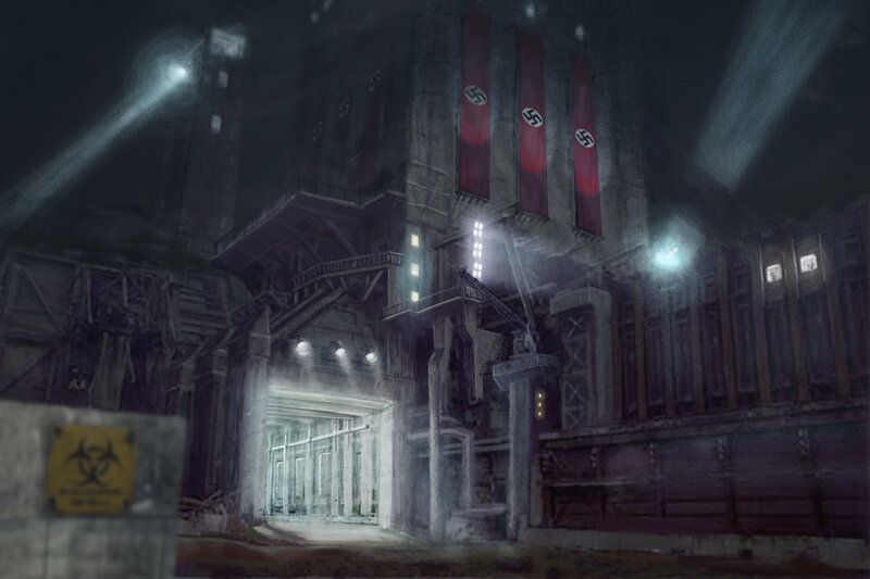 dark industrial facility at night
