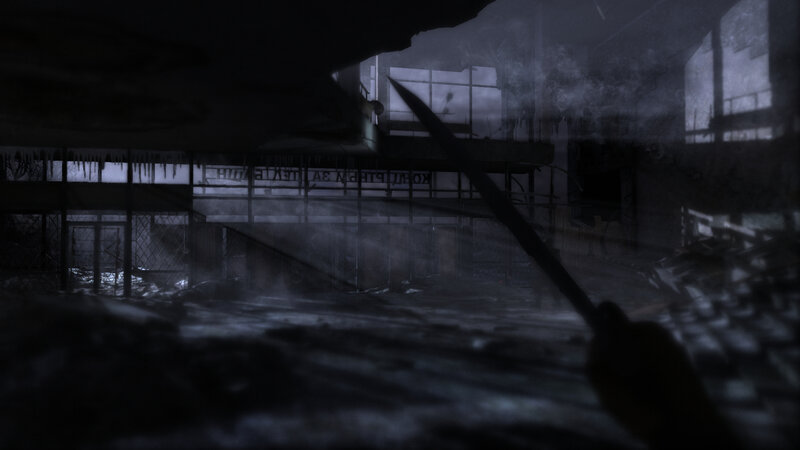 dark industrial ruin