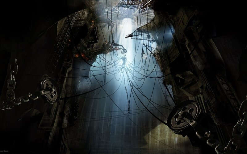 dark industrial shaft