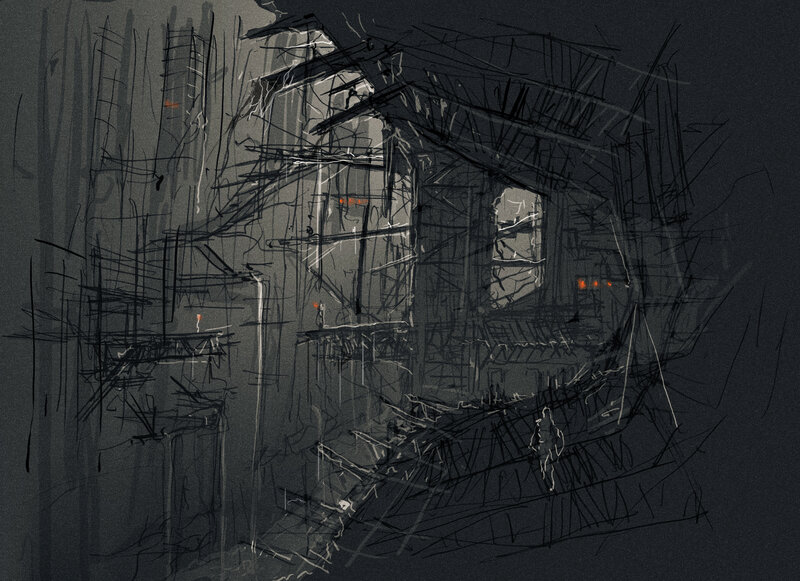 dark industrial sketch