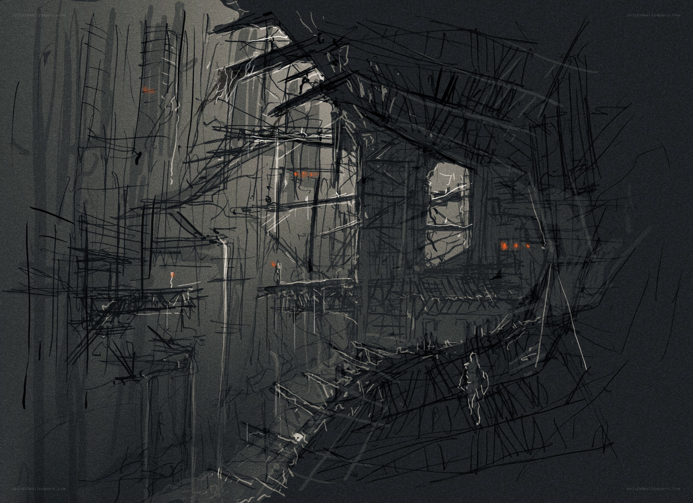 dark industrial sketch