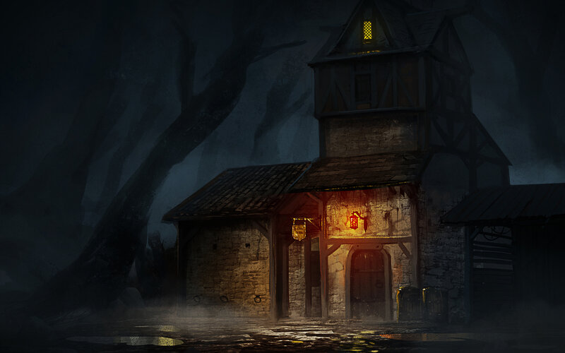 Dark Inn at Night