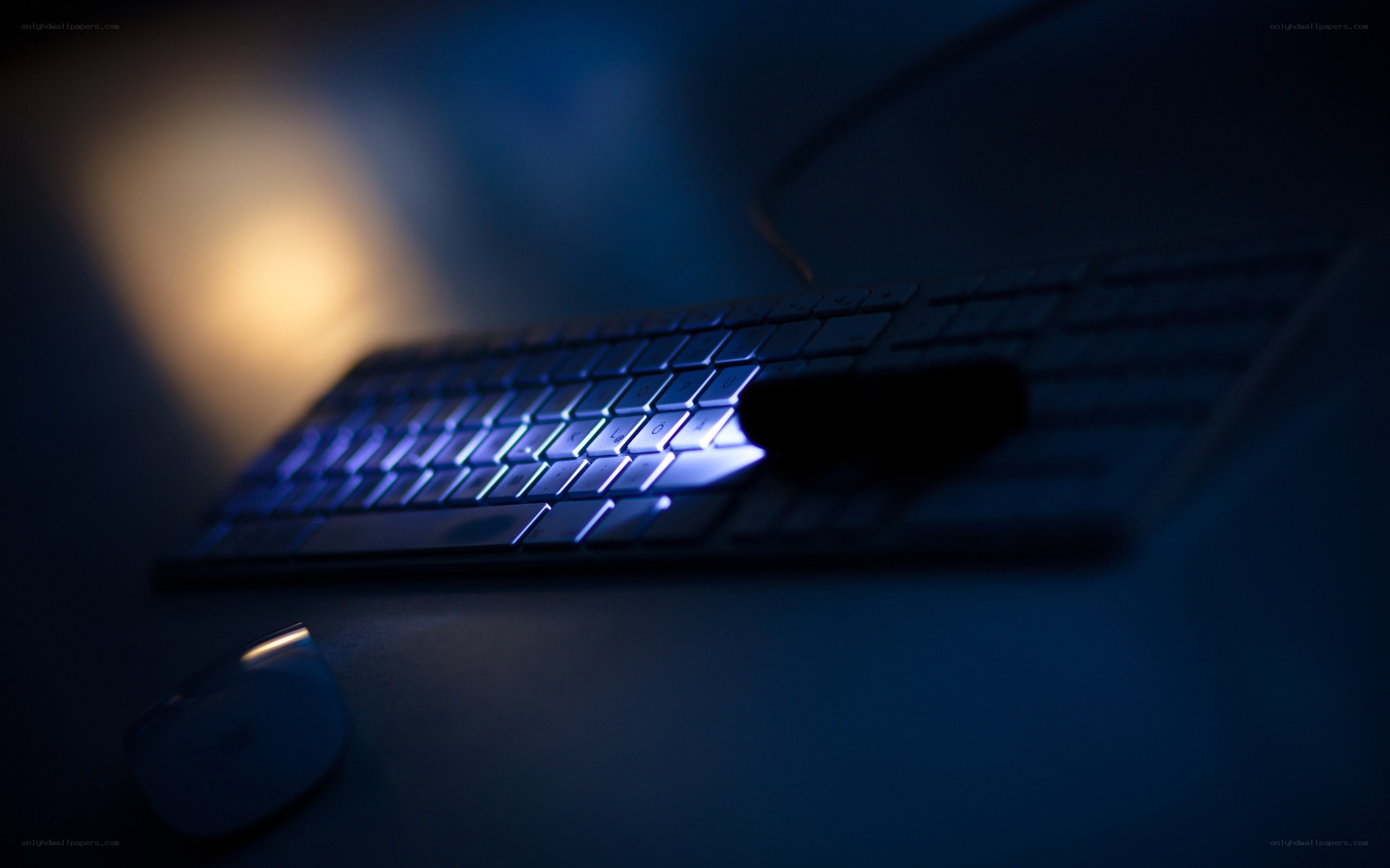dark keyboard with blue light