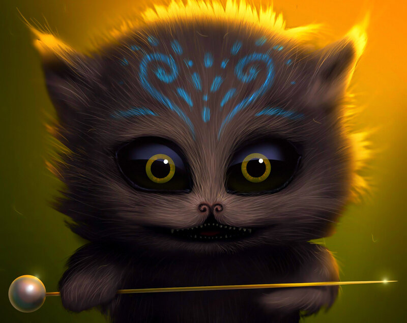 Dark Kitten with Glowing Eyes