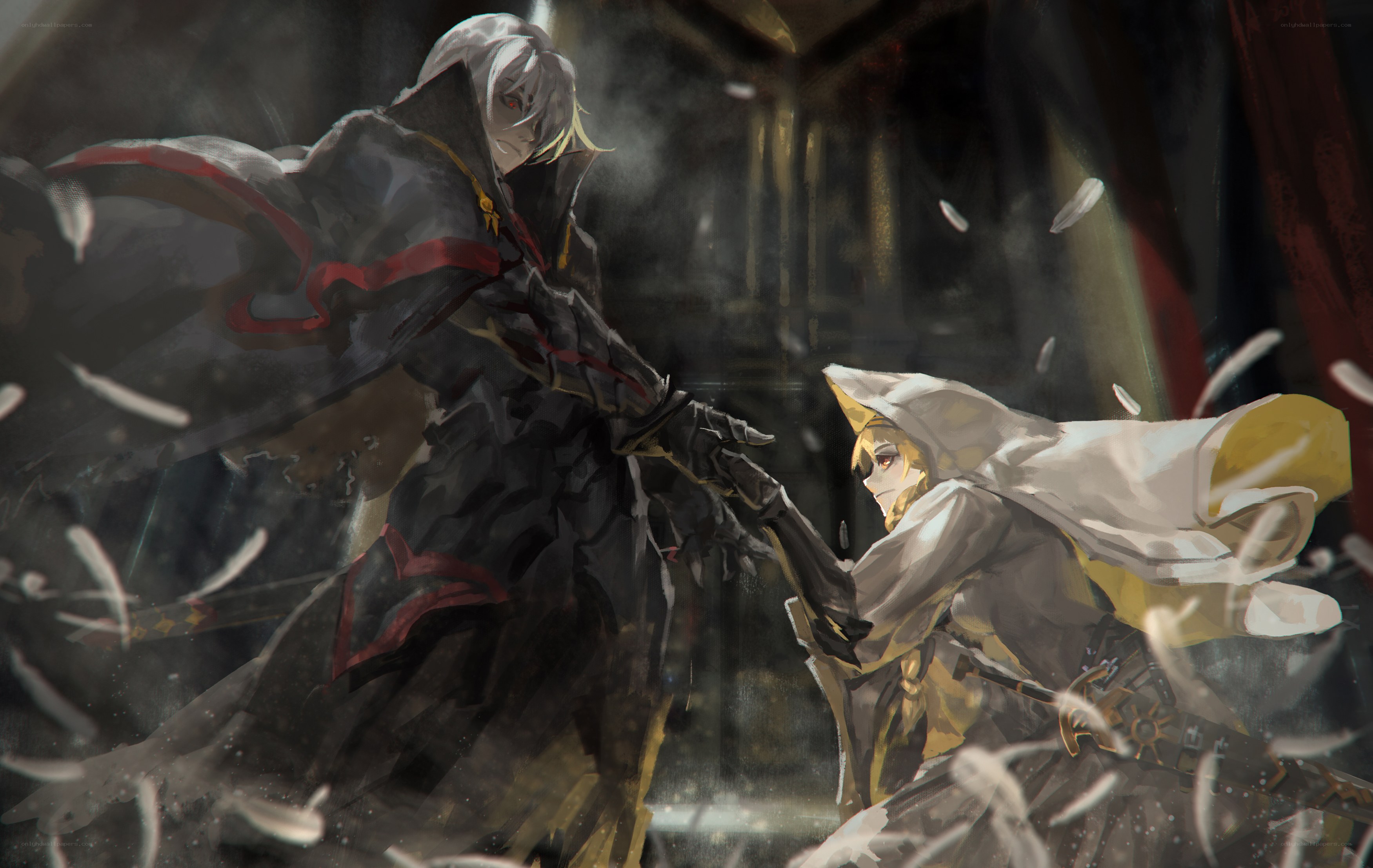 Dark knight confronts golden warrior