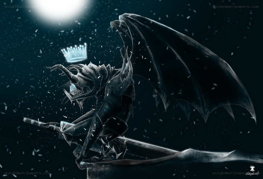 Dark knight with crown and sword