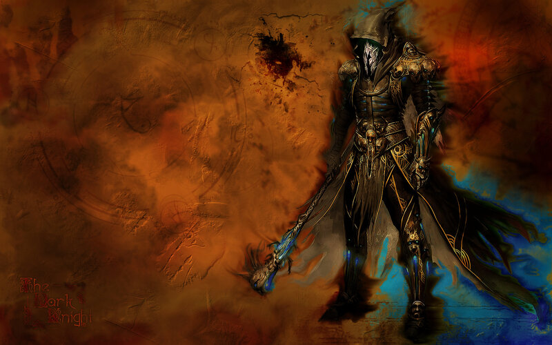 Dark knight with glowing staff