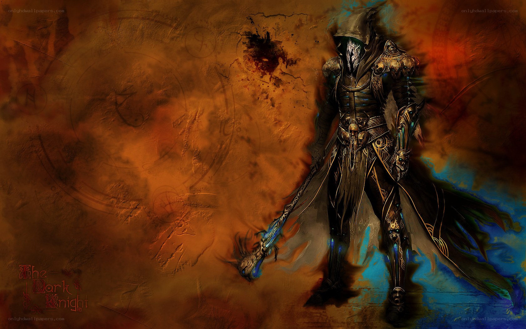 Dark knight with glowing staff