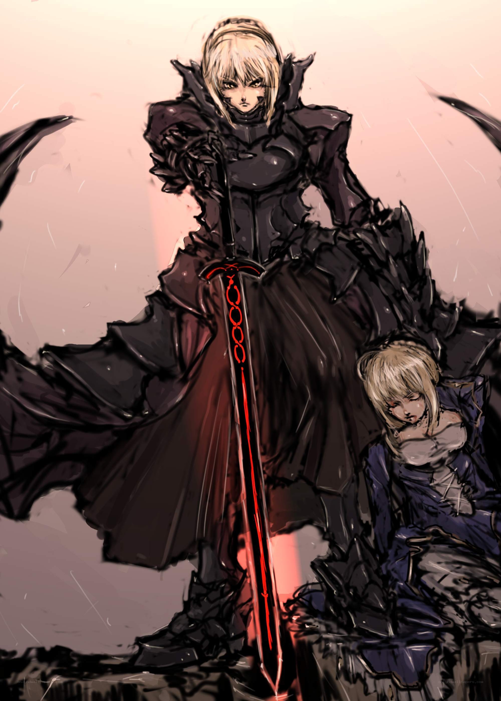 Dark knight with glowing sword