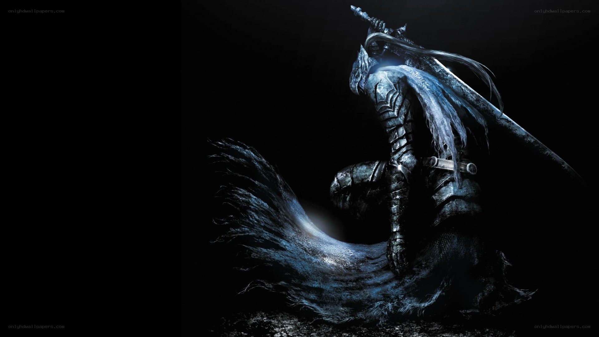 dark knight with glowing sword