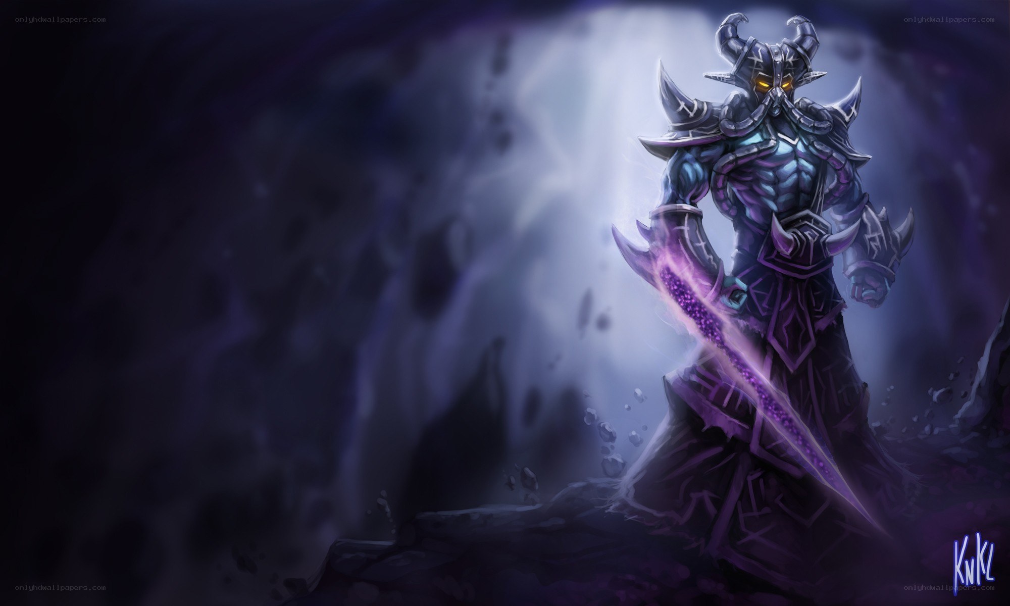 dark knight with purple sword